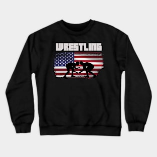 Wrestling USA Flag Crewneck Sweatshirt